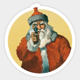 Vintage Angry Santa with Gun Sticker